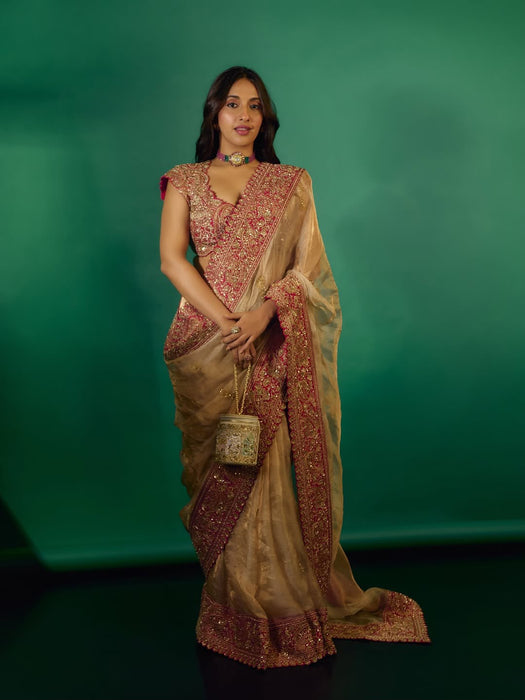 Party Wear Designer Glass Organza Silk Stunning Saree With Sequnce Work