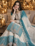 Designer Party Wear Heavy Dual Tone Peding Star Georgette Top Plazzo & Dupatta Set