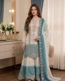 Designer Party Wear Heavy Dual Tone Peding Star Georgette Top Plazzo & Dupatta Set