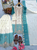 Designer Party Wear Heavy Dual Tone Peding Star Georgette Top Plazzo & Dupatta Set