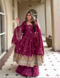 New Fancy Style Desinger Anarkali Suit With Heavy Natural Crep Silk Material