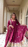 New Fancy Style Desinger Anarkali Suit With Heavy Natural Crep Silk Material