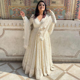 New Designer  Fox Georgette Party Wear Gown Pent And Dupatta Set