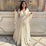 New Designer  Fox Georgette Party Wear Gown Pent And Dupatta Set