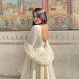 New Designer  Fox Georgette Party Wear Gown Pent And Dupatta Set