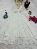 New Designer  Fox Georgette Party Wear Gown Pent And Dupatta Set