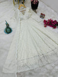 New Designer  Fox Georgette Party Wear Gown Pent And Dupatta Set