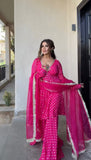Fully Stitched & Ready to Wear Jacquard Chandheri with Real Mirror Less Work Salwar Kameez
