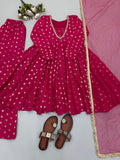 Fully Stitched & Ready to Wear Jacquard Chandheri with Real Mirror Less Work Salwar Kameez
