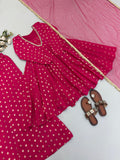 Fully Stitched & Ready to Wear Jacquard Chandheri with Real Mirror Less Work Salwar Kameez