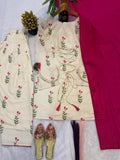 Designer Heavy Pure Cameric Cotton Top Fasshi Salwar And Dupatta Set