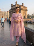 Designer Party Wear Chinon Silk Top Pant And Dupatta Set