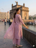 Designer Party Wear Chinon Silk Top Pant And Dupatta Set