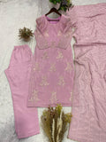 Designer Party Wear Chinon Silk Top Pant And Dupatta Set