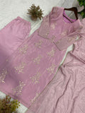 Designer Party Wear Chinon Silk Top Pant And Dupatta Set