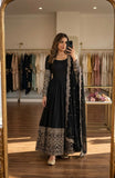 Latest Designer Trending Cinon Silk Gwon Pent&dupatta Reddy To Wear