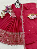 Latest Designer Trending Cinon Silk Gwon Pent&dupatta Reddy To Wear