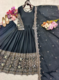 Latest Designer Trending Cinon Silk Gwon Pent&dupatta Reddy To Wear