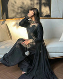 Latest Designer Heavy Natural Crep Material Party Wear Look Top With Farshi Salwar Suit