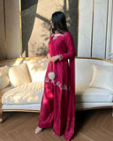 Latest Designer Heavy Natural Crep Material Party Wear Look Top With Farshi Salwar Suit