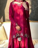 Latest Designer Heavy Natural Crep Material Party Wear Look Top With Farshi Salwar Suit