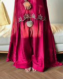 Latest Designer Heavy Natural Crep Material Party Wear Look Top With Farshi Salwar Suit