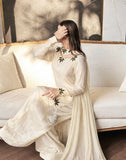 Latest Designer Heavy Natural Crep Material Party Wear Look Top With Farshi Salwar Suit