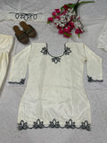 Latest Designer Heavy Natural Crep Material Party Wear Look Top With Farshi Salwar Suit
