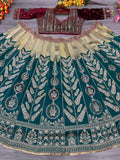Premium Mulmul Satin Silkb Embellished With Beautiful Thread Work Lehenga Choli