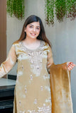 New Designer Collection With Pure GMY Silk And Heavy Embroidery Sequence Work Top-Bottom And Dupatta Set