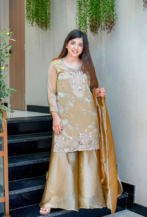 New Designer Collection With Pure GMY Silk And Heavy Embroidery Sequence Work Top-Bottom And Dupatta Set