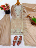 New Designer Collection With Pure GMY Silk And Heavy Embroidery Sequence Work Top-Bottom And Dupatta Set