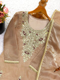 New Designer Collection With Pure GMY Silk And Heavy Embroidery Sequence Work Top-Bottom And Dupatta Set