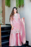 New Designer Collection With Pure GMY Silk And Heavy Embroidery Sequence Work Top-Bottom And Dupatta Set