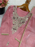New Designer Collection With Pure GMY Silk And Heavy Embroidery Sequence Work Top-Bottom And Dupatta Set