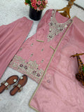 New Designer Collection With Pure GMY Silk And Heavy Embroidery Sequence Work Top-Bottom And Dupatta Set