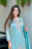New Designer Collection With Pure GMY Silk And Heavy Embroidery Sequence Work Top-Bottom And Dupatta Set