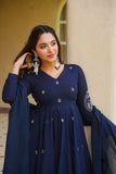Designer Heavy Roman Silk Salwar Kameez With Heavy Embroidery Work