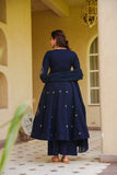 Designer Heavy Roman Silk Salwar Kameez With Heavy Embroidery Work