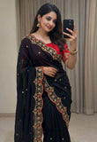 Heavy Rangoli silk C-Pallu Embroidery Thread and Zari Work Beautiful Saree