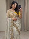 Heavy Rangoli silk C-Pallu Embroidery Thread and Zari Work Beautiful Saree