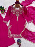 DESIGNER 3 PIECE STYLISH TOP PLAZAA AND DUPATTA WITH BEAUTIFUL EMBROIDERY SEQUENCE WORK