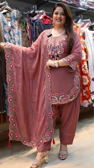 Designer Pure Heavy Georgette With Embroidery Work Top Bottom And Dupatta