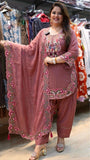 Designer Pure Heavy Georgette With Embroidery Work Top Bottom And Dupatta