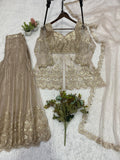 Designer Party Wear Butterfly Net Top Plazzo And Dupatta Set With Beautiful Sequence Work