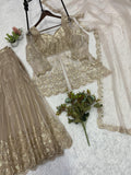 Designer Party Wear Butterfly Net Top Plazzo And Dupatta Set With Beautiful Sequence Work