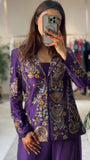 DESIGNER WEAR CHINON SILK 3 PIECE PLAZZO PAIR WITH SEQUENCE EMBROIDERY WORK