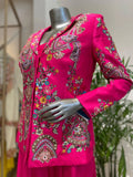 DESIGNER WEAR CHINON SILK 3 PIECE PLAZZO PAIR WITH SEQUENCE EMBROIDERY WORK