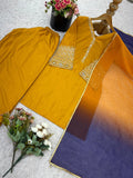 New Natural satin Silk Top-Bottom And Dupatta Set Fully Stitched