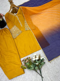 New Natural satin Silk Top-Bottom And Dupatta Set Fully Stitched